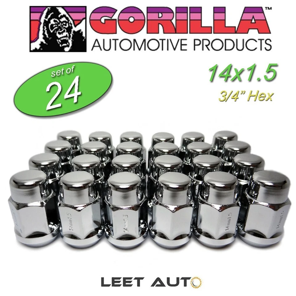 (24 piezas.) Tuercas Gorilla, 14 mm x 1,50, cromo, 3/4" hexagonal 19 mm, bellota abultada, 41148 Foto 1 de 4