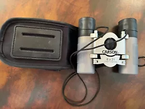 CARSON COMPACT BINOCULARS, 8X21, 378 FT/1000 YDS, W/STRAP + CASE (W/BELT STRAP) - Picture 1 of 7
