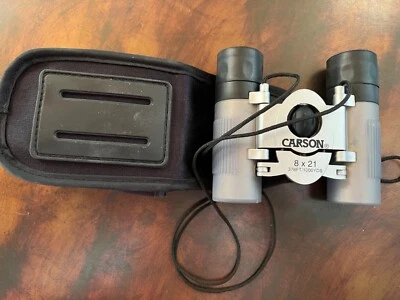 CARSON COMPACT BINOCULARS, 8X21, 378 FT/1000 YDS, W/STRAP + CASE (W/BELT STRAP) - Image 1 of 4