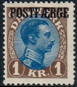 DÄNEMARK. 1924. #Q9. Postfähre, 1 Kr braun&blau Chr. X Type II, ss postfrisch (PK2697) - Bild 1 von 2