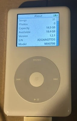 2004 Apple iPod 4th Generation White - (20GB) "iPod Video w/ Color Display" - Image 1 of 2