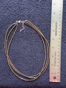 Silpada Sterling Silver 925 Multi Strand Bronze Glass Beaded Adjustable Necklace - Picture 1 of 2