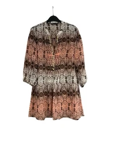 Marks&Spencer 3/4 Sleeved Tunic Top Beach Cover Size 16 V Neck Beaded Coral Mix - Picture 1 of 7