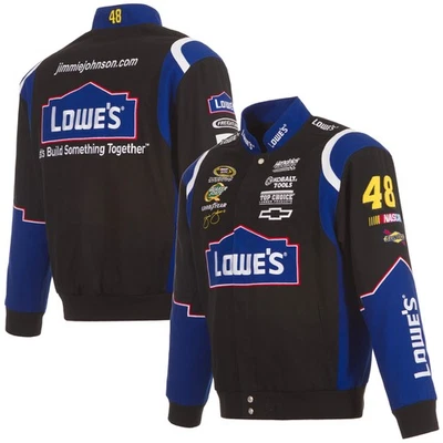 Men's JH Design  Black Jimmie Johnson Lowe's Twill Driver Uniform Full-Snap - Image 1 of 4