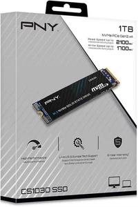 (NEW!) PNY CS1030 1TB M.2 NVMe Internal SSD, PCIe Gen3 4x (M280CS1030-1TB-RB) - Afbeelding 1 van 1