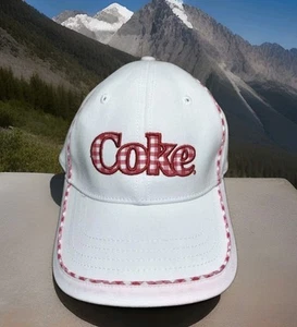 Vintage Coke Coca Cola Licenced Hat White W/Red/Plaid Adjustable Cap Hat - Picture 1 of 5