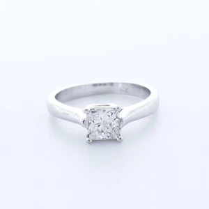 ANILLO SOLITARIO CLÁSICO DE 4 PUNTAS ORO 14K CORTE PRINCESA D/SI1 DIAMANTE NATURAL 1,1 QUILATES - Imagen 1 de 15