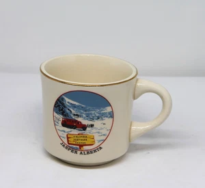 Vtg Jasper Alberta Souvenir Decorative Canadian Coffee Mug. 22 K Gold Rim - Imagen 1 de 9