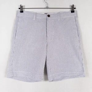 J. Pantalones Cortos Chinos Crew Flex 31W Azul Marino Blanco Rayas Algodón Spandex Frente Plano Informales - Imagen 1 de 9
