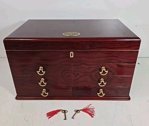 1915 Thompson & Co. Cedar Cigar Tobacco Humidor Large Cherry Finish . W/Key READ - Picture 1 of 16