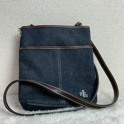 Bolso de Hombro LRL Lauren Ralph Lauren Denim Cuero Marrón Bandolera Foto 1 de 4