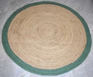 Natural Jute Rug Braided Handwoven Floor Mat Boho Area Carpet Eco Decor - Picture 1 of 6