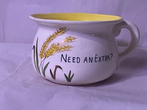 Vintage Unique  American White & Yellow Transferware Chamber Pot wheat Decor - Picture 1 of 11