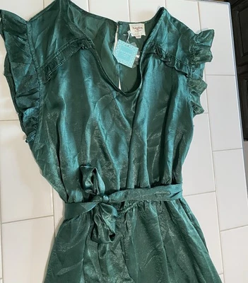 Nuevo con etiquetas Mono Talla 2XL Verde Esmeralda Mangas Volantes Largos Anchos Pantalones Fiesta Foto 1 de 4