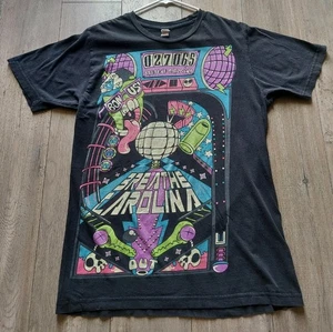 Y2K Breathe Carolina Band Tee Tultex Black Neon Pinball Graphic T-Shirt Sz M - Picture 1 of 11