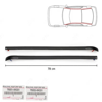 For Toyota Hilux Vigo Champ 2 Doors MK6 MK7 2005 14 Pair Moulding Roof Drip Side - Image 1 of 4