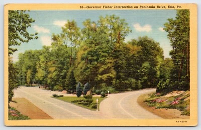 Postcard Governor Fisher Intersection On Peninsula Drive, Erie PA Unposted - Image 1 of 2