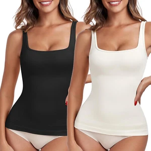 Women's Tummy Control Shapewear Tank Top Seamless Neck Body Shaper Camisole - Picture 1 of 22