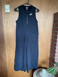 Nike Sportswear French Terry Romper Women’s Medium AR3849 Black Wide Leg Zip - Picture 1 of 9