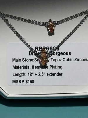 Collar de fiesta bomba gotas de hermoso topacio ahumado circonita cúbica RBP6696 Foto 1 de 3