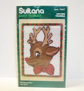 Latch Hook Kit Christmas Fawn Kit No. 79607 20” x 27” Sultana NEW & SEALED - Picture 1 of 8