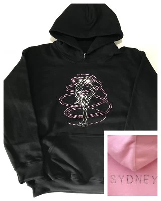 Personalised Diamante Ice Skating Hoodie.Rhinestone Figure Skate Dance.Jumper. - Image 1 of 3