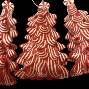 Christmas Ornament Tree Candy Cane Striped Hanging Set of 3 By Holiday Time NWOT - Picture 1 of 17