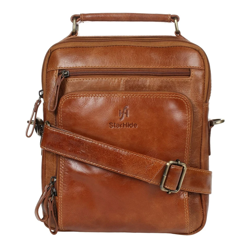 StarHide Unisex ölgegerbtes Echtleder Reise Messenger Bag für iPad Tablet - Bild 1 von 4