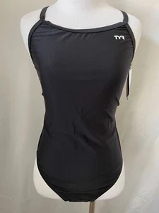 TYR Black Solid Keyhole Back Diamond Fit Medium Coverage Performance Swimsuit - Picture 1 of 11