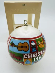 1981 Hallmark Son Merry Christmas Unbreakable Satin Ornament Holiday Gift - Picture 1 of 10