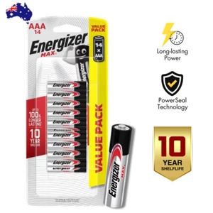 Energizer Max AAA Genuine Alkaline Batteries 1.5V 10-Year Shelf Life 14 Pack AU - Picture 1 of 10
