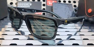 New Ray Ban RB4393M FERRARI Sunglasses Black+ Rubber w/ Dark Green Lenses - Picture 1 of 13