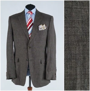 Mens Summer Linen Blazer 42L UK Size ALDO COLITTI Brown Sport Coat Jacket - Picture 1 of 15