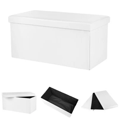 Aufbewahrungsbox Sitztruhe Truhenbank Sitzbank Ottomane Sofabank Weiß faltbar - Bild 1 von 4