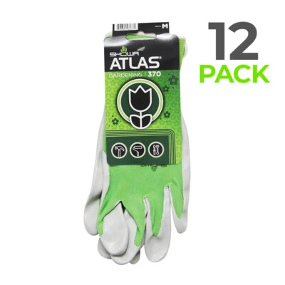 12 Pair Atlas Showa 370 Nitrile Gloves Garden Work Paint Landscaping ANY COLOR - Image 1 of 4