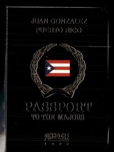 1997 PINNACLE PASSAPORTO PER LE MAJOR JUAN GONZALEZ RANGERS - Foto 1 di 1