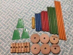 TINKERTOY REPLACEMENT PIECES $2.50 EA/RODS, SPOOLS, WHEELS, FLAGS, & CONNECTORS