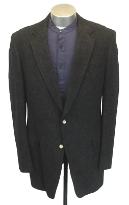 vintage gray black herringbone Austin Reed tweed blazer jacket sport coat 44 L - Image 1 of 4