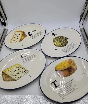4 Williams Sonoma Fromage Francais Oval Cheese Snack Plates 2012 Foto 1 de 4