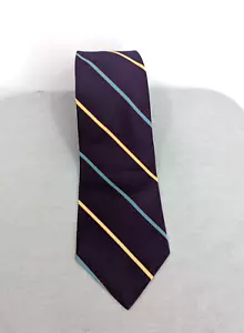 Polo Ralph Lauren %100 seta fatta a mano USA viola intenso verde giallo righe Repp - Foto 1 di 5