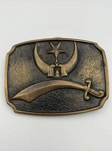 MASONIC Freemason Belt Buckle Vintage Solid Brass Made In The USA - Picture 1 of 3