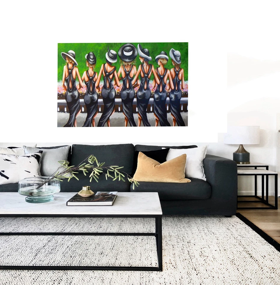 Melbourne Cup Carnival Race Day Rivals Again Framed Canvas By Andy Baker 36" - Image 1 of 4