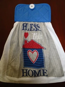 Asciugamano da appendere Bless This Home stile rustico patriota country porta forno cucina  - Foto 1 di 1