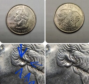 2000p Machine Doubling On Ear And Hair Washington Quarter#69 - Picture 1 of 9