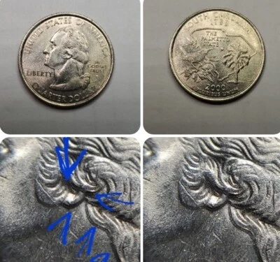 2000p Machine Doubling On Ear And Hair Washington Quarter#69 - Image 1 of 4