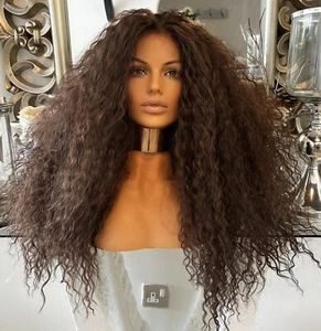 Brown lace front Wig Afro Curly Brown Lace Wig Yaki Afro Wig Curly Afro ZOE WIG - Picture 1 of 14