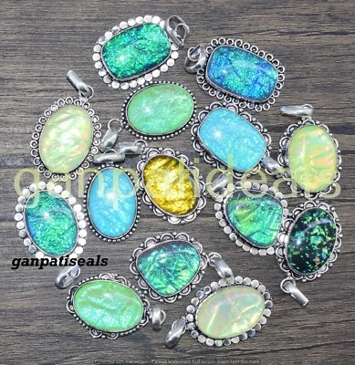 Colgante de piedras preciosas de vidrio dicórico lote al por mayor de 5 piezas joyas enchapadas en plata 925 Foto 1 de 4