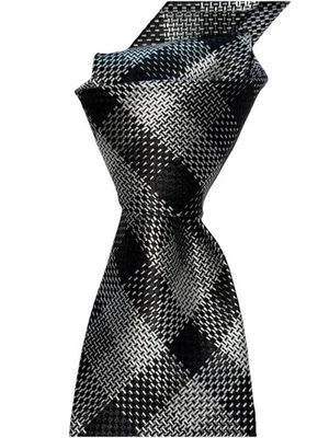 $310 NWT TOM FORD Black  & White Overcheck Men’s 3.6" Silk neck tie ITALY - Image 1 of 4