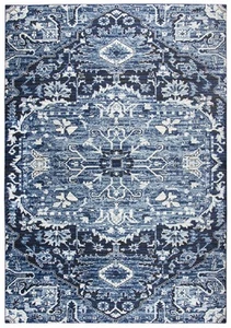 2x7 Rizzy Rugs Blue Vines Lines Bulbs Floral Runner PN6962 - Aprx 2' 3" x 7' 7" - Picture 1 of 2