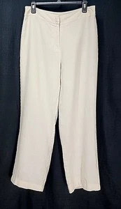 Pantalones de vestir Merona 100 % lino forrados marfil frente plano pierna recta para mujer 10 - Imagen 1 de 11